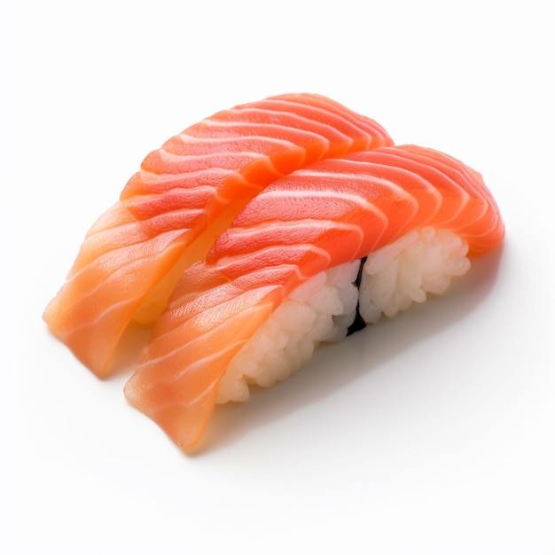 Er is een stuk sushi op een wit oppervlak generatief ai