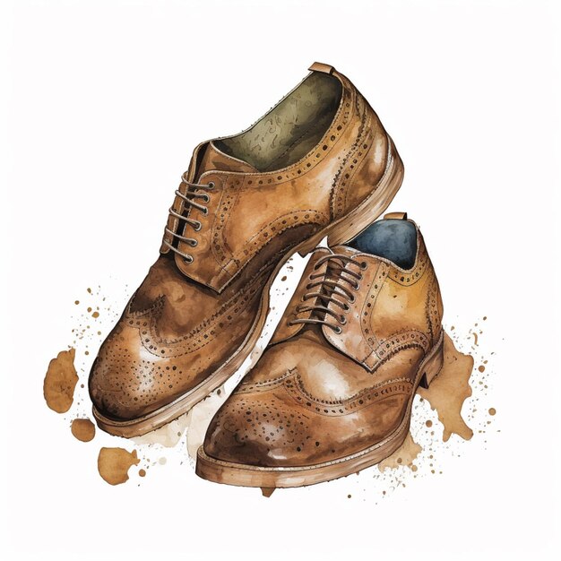 Foto er is een tekening van een paar schoenen met een vlek van verf generatieve ai