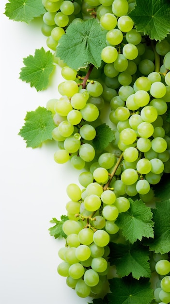 Er is een tros druiven die aan de wijnstok generatief ai zijn