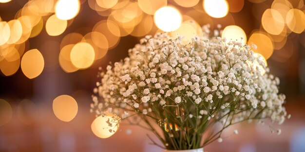 Foto er is een vaas met een bos witte bloemen erin.