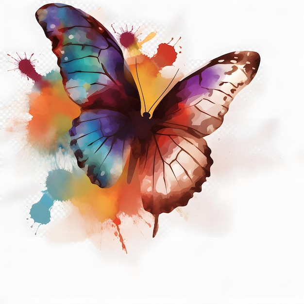 Er is een vlinder met kleurrijke verf spetteringen op Generatieve AI