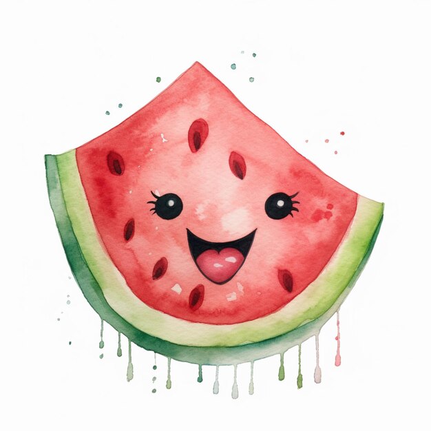 Er is een watermeloen met een gezicht en een glimlach erop generatieve ai