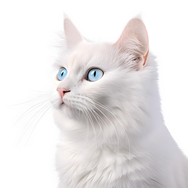 Er is een witte kat met blauwe ogen die naar generatieve ai kijkt