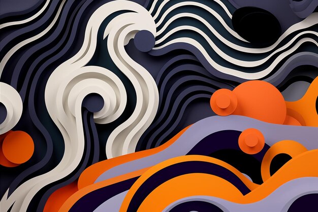 Er is een zeer kleurrijk abstract ontwerp met veel golven generatieve ai