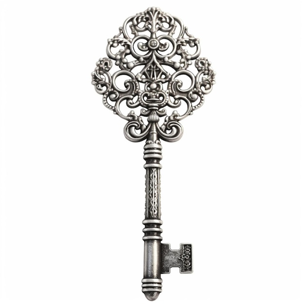 er is een zilveren sleutel met een filigraan ontwerp erop generatieve ai