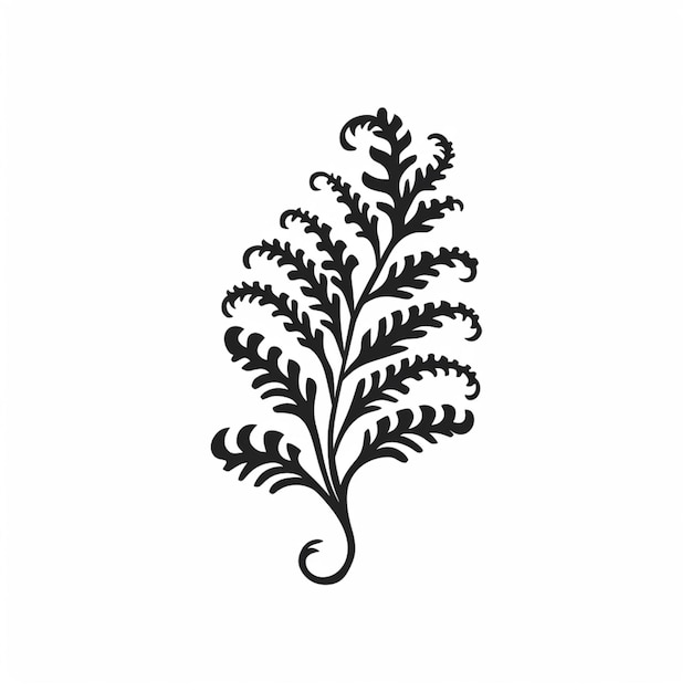 er is een zwart-wit tekening van een plant met bladeren generatieve ai