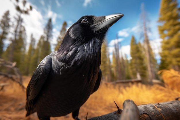 Er is een zwarte vogel die op een generatieve ai tak staat