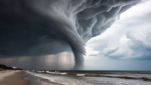 Er komt een storm boven de oceaan.