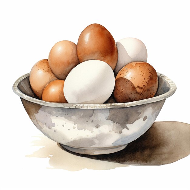 Er liggen veel eieren in een kom op de tafel.