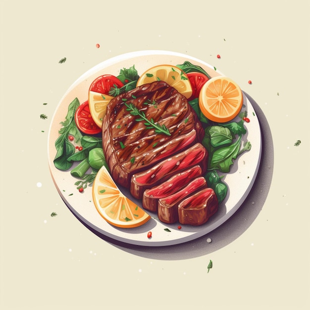 Er ligt een bord steak en groenten op een tafel.