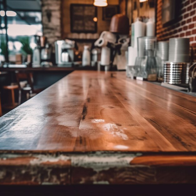 Er staat een houten tafel met veel kopjes generatieve ai