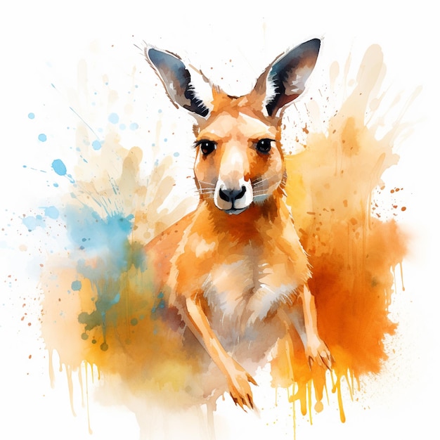 Er staat een kangoeroe met een verf spetter generatieve ai