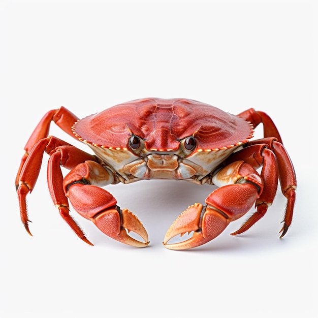 Er staat een krab op een wit oppervlak.