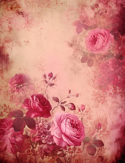 Foto er staat een schilderij van een roos op een muur.