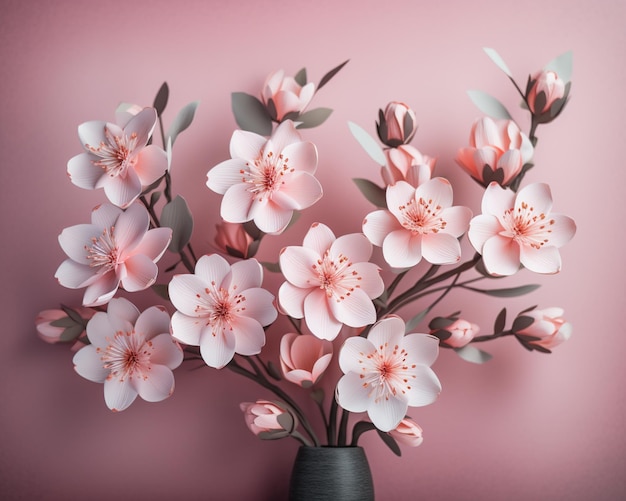 Er staat een vaas met bloemen erin op een tafel generatieve ai