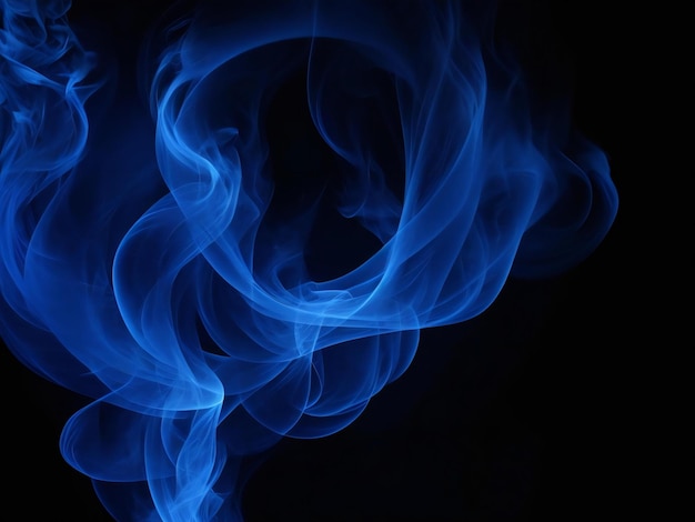 Er wordt een blauwe rook getoond tegen een zwarte achtergrond die wordt gegenereerd