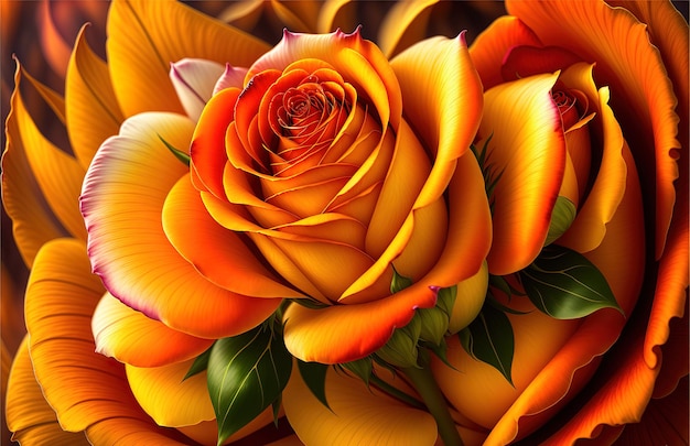 Er wordt een boeket rozen getoond met het woord liefde erop.