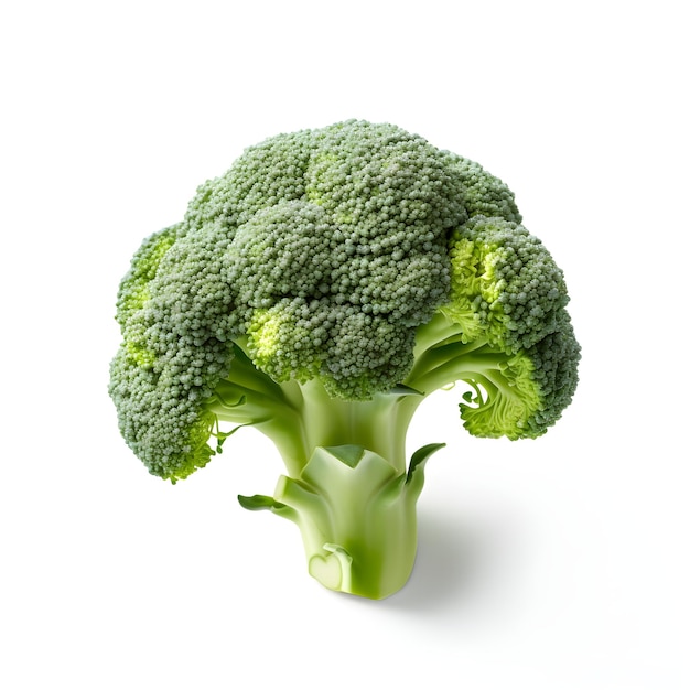 Er wordt een broccoli getoond met een witte achtergrond.