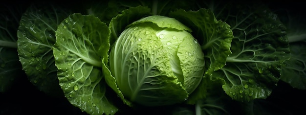 Er wordt een groene kool getoond met de bladeren erop.