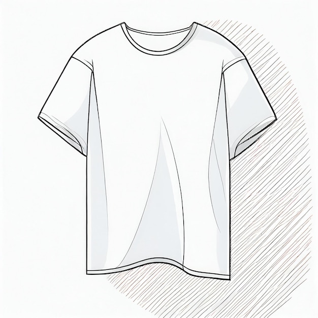Er wordt een wit t-shirt getoond met een zwarte lijn aan de onderkant.