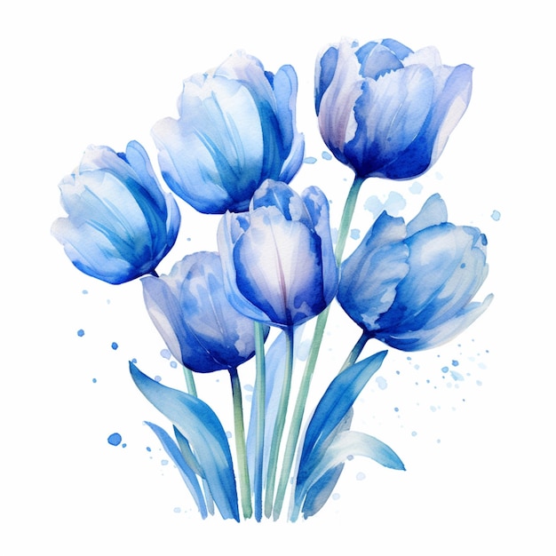 Er zijn blauwe bloemen die op een witte achtergrond generatieve ai staan