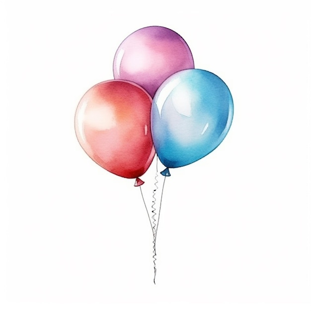 Er zijn drie ballonnen die gekleurd zijn in verschillende kleuren generatieve ai