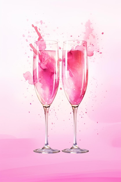 er zijn twee glazen wijn met roze vloeistof in hen generatieve ai
