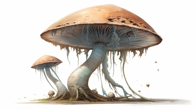 Er zijn twee paddenstoelen die generatief ai op de grond zitten