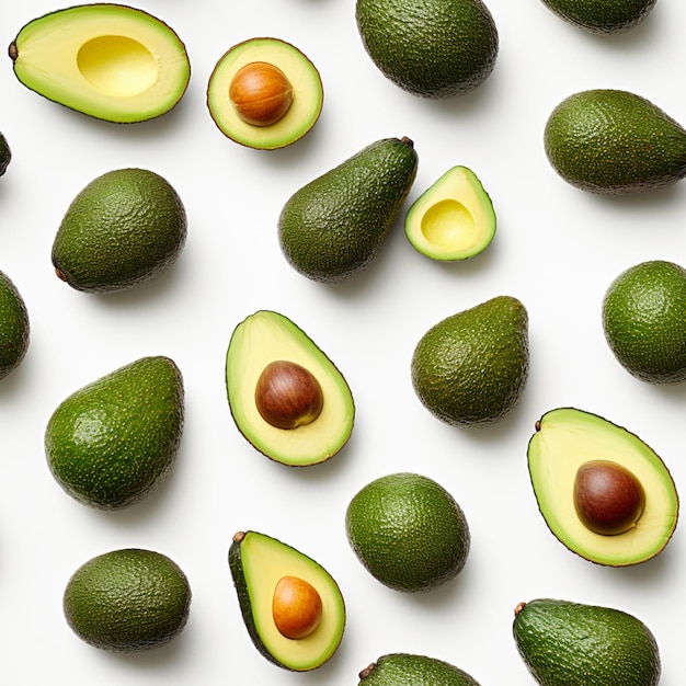 er zijn veel avocado's die samen generatief ai op tafel staan