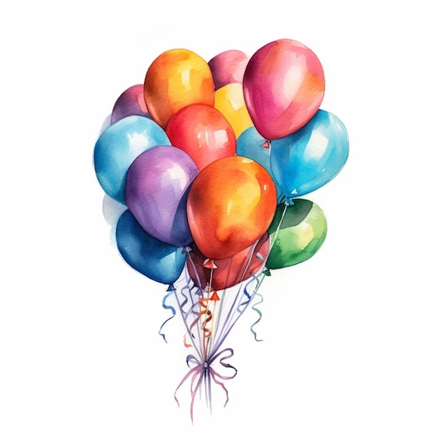 Er zijn veel ballonnen die zijn geschilderd in generatieve ai in aquarelstijl