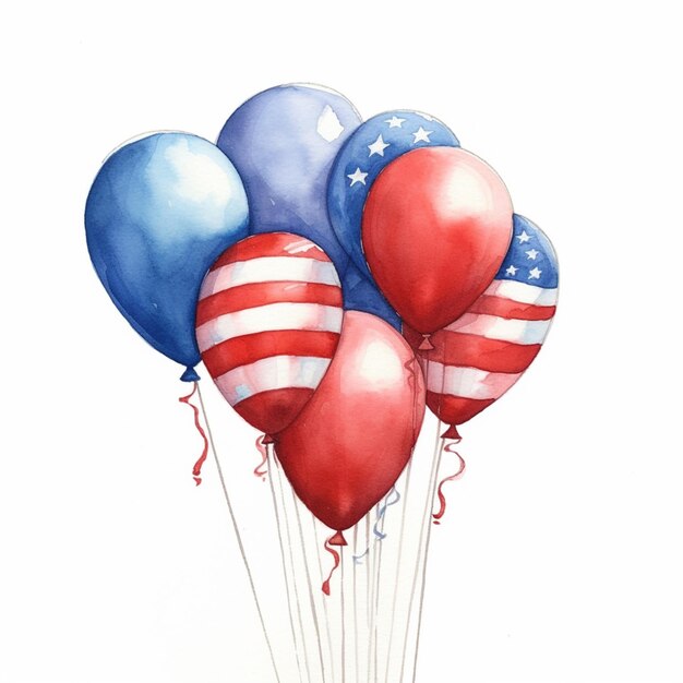 er zijn veel ballonnen met de kleuren van de generatieve ai van de Amerikaanse vlag