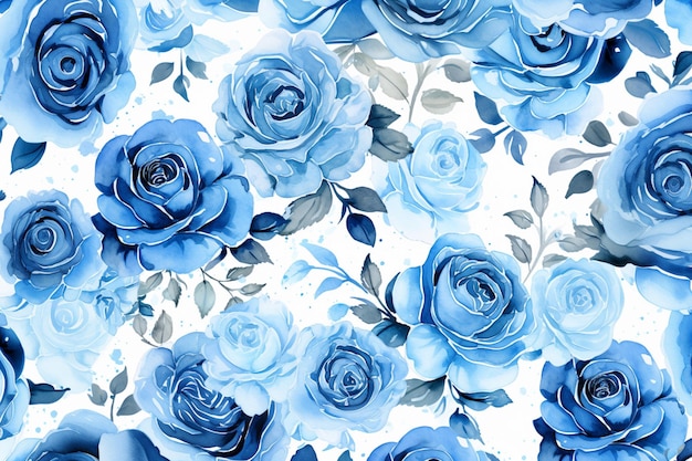 er zijn veel blauwe rozen op een witte achtergrond generatieve ai
