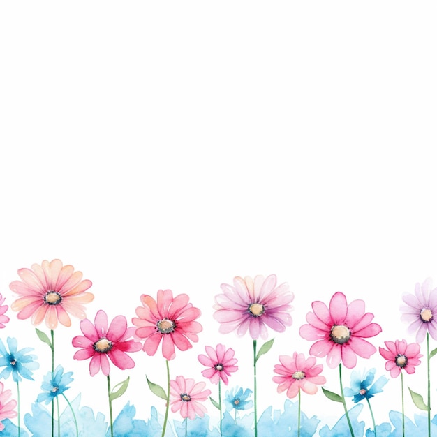 Er zijn veel bloemen die in het gras zijn samen generatieve ai