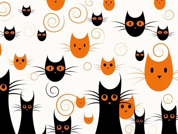 er zijn veel katten die allemaal verschillende kleuren en maten hebben generatieve ai