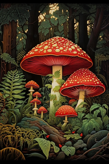 er zijn veel paddenstoelen die generatief in het bos groeien