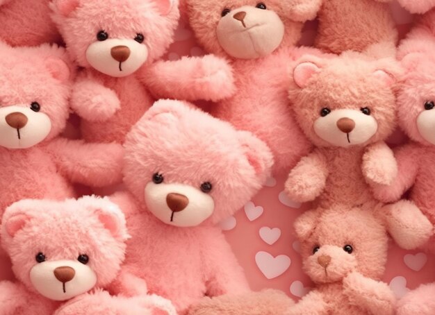 Foto er zijn veel roze teddyberen die allemaal samen generatieve ai zijn