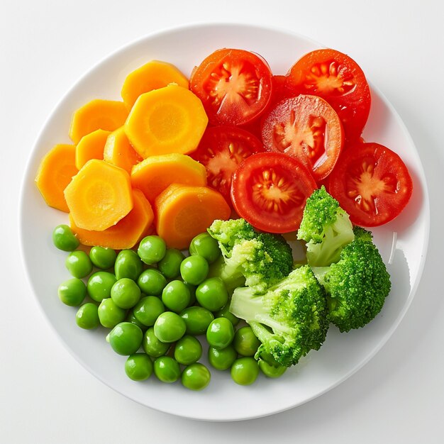 Foto er zijn veel verschillende groenten op een bord op de tafel generatieve ai