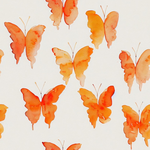 Er zijn veel verschillende vlinders geschilderd op een witte ondergrond generatieve ai