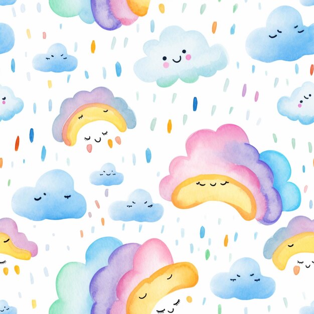 Er zijn veel wolken en regenbogen in de lucht generatieve ai