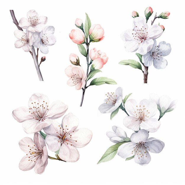 Er zijn vier verschillende soorten bloemen op een tak generatieve ai