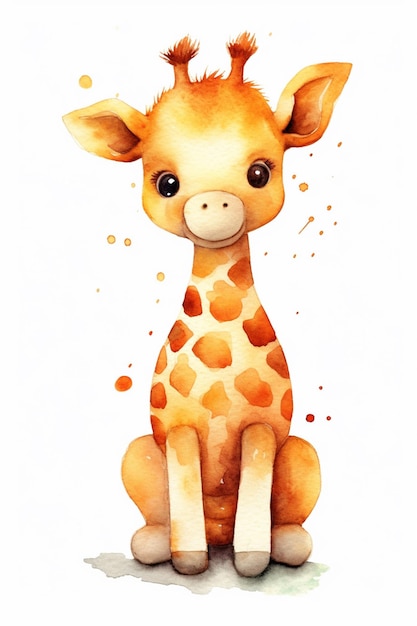 er zit een giraf met een gespatte achtergrond generatieve ai