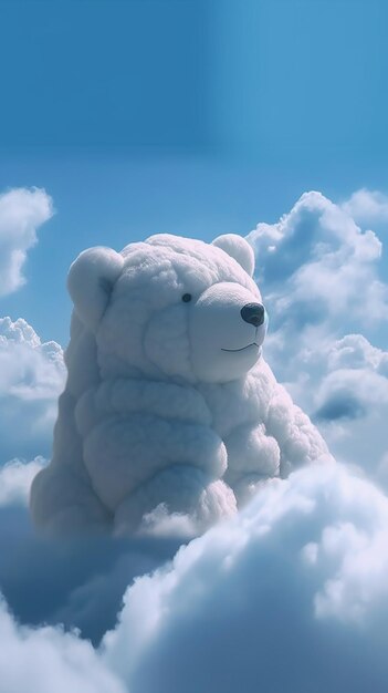 er zit een grote witte teddybeer in de generatieve ai van de wolken