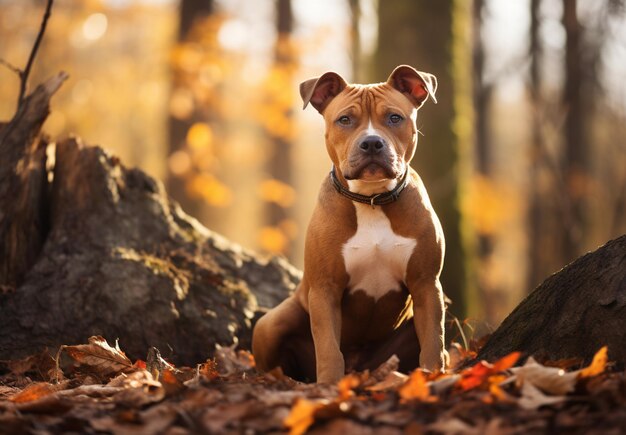 Er zit een hond in de bladeren.