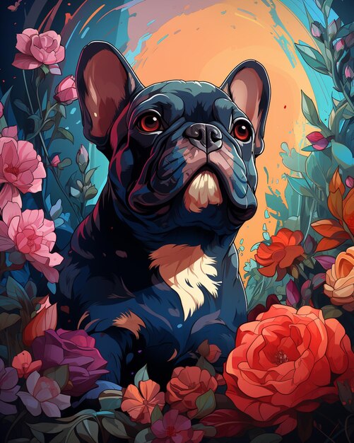 Er zit een hond in de generatieve ai bloemen