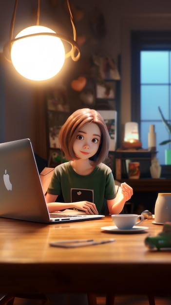 Er zit een vrouw aan een tafel met een laptop generatieve ai