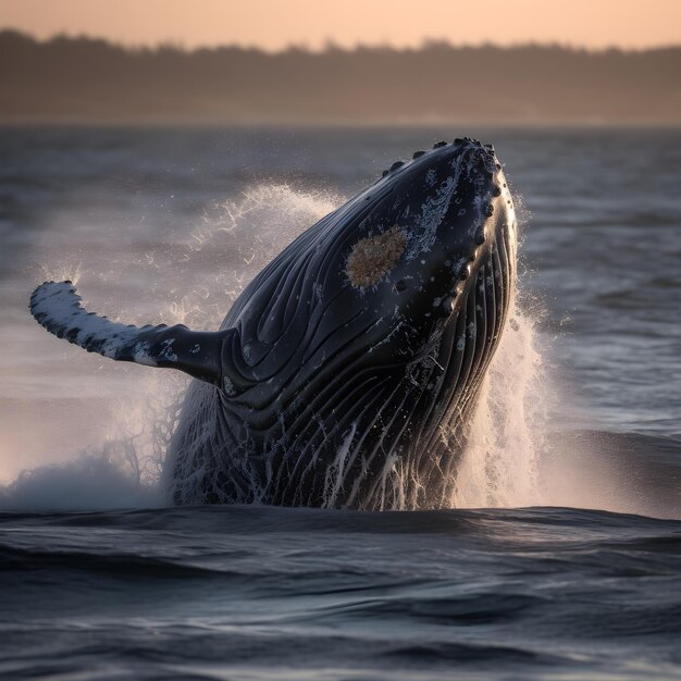 Er zit een walvis in het water en hij staat op het punt te duiken.