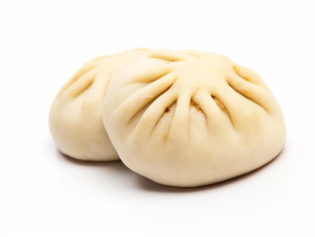 er zitten twee dumplings op een witte ondergrond generatieve ai