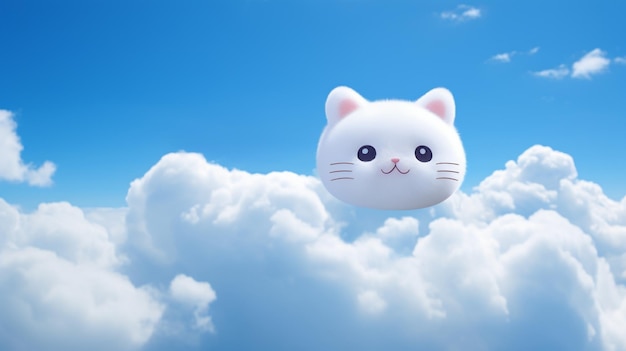 Er zweeft een kattenballon in de lucht met wolken generatieve ai