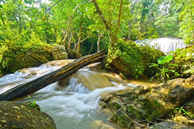 Erawan waterfall at Kanchanaburi , Thailand, beautiful waterfall, forest