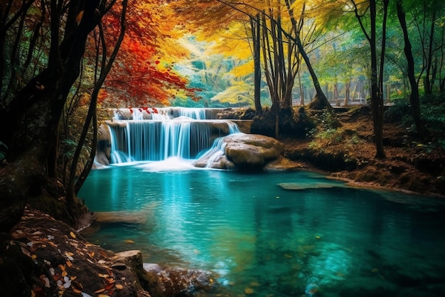 Erawan Waterfall39s Autumn Tranquility